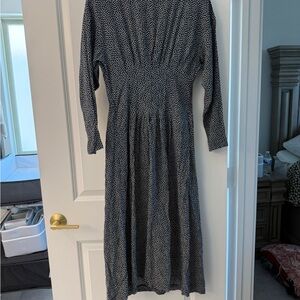 Positive Attitude Black and White Polka Dot Long Sleeve Midi Dress